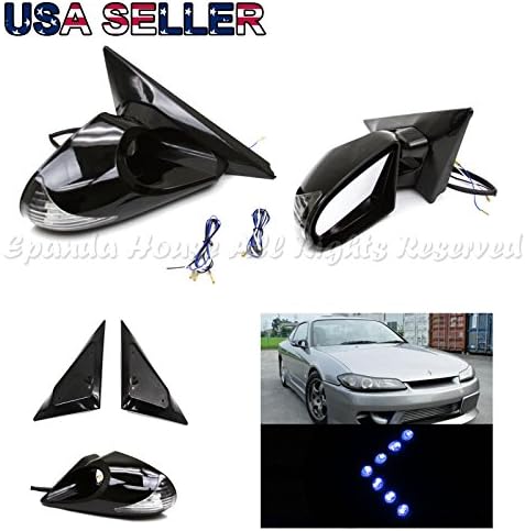 For 03-07 Scion Xb Bb Side Wing Power Mirrors Red/Blue Led Signal+Blue Arrowl/R