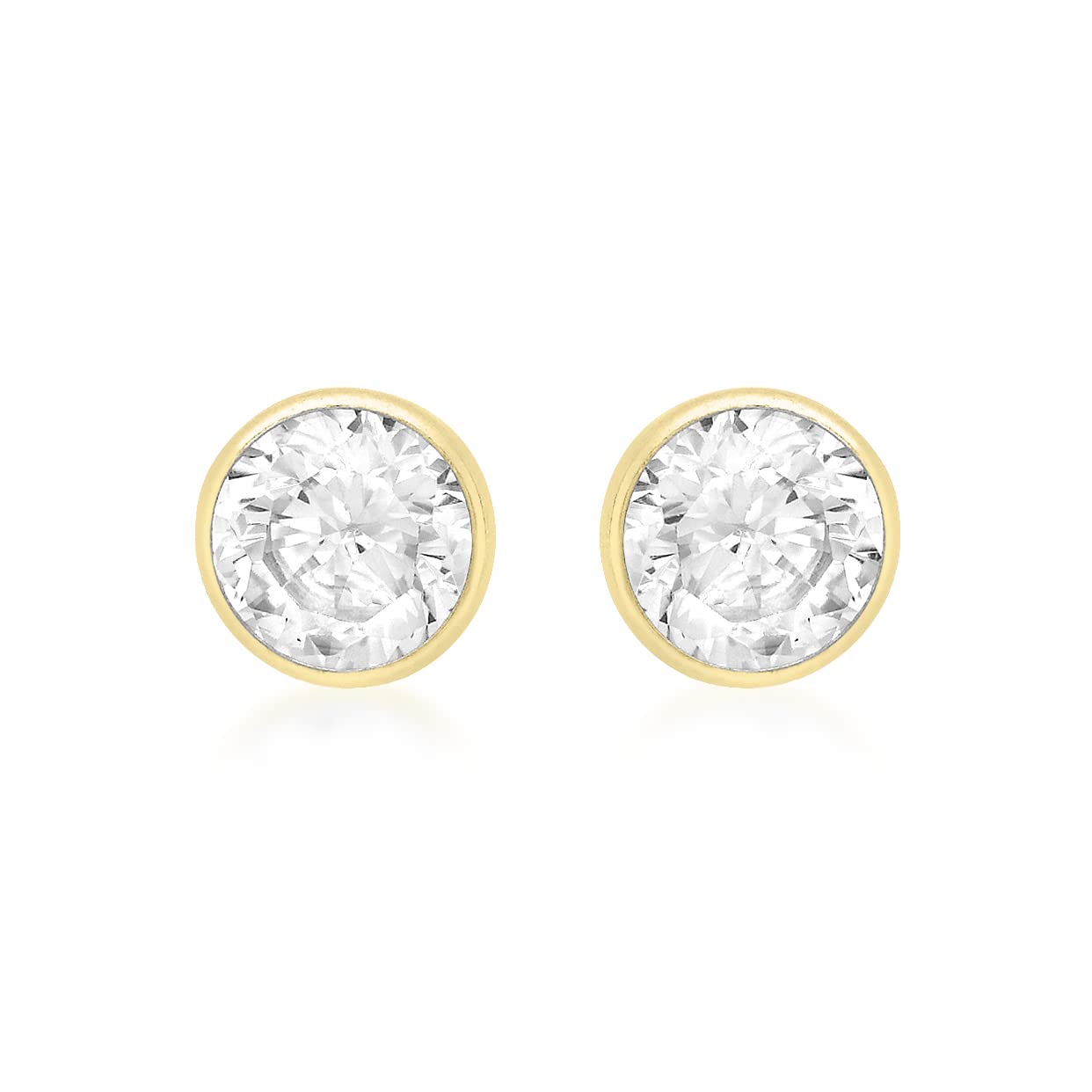 CARISSIMA Women's 18 ct Yellow Gold 5 mm Round Cubic Zirconia Stud Earrings