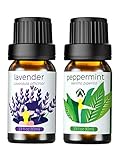 Homasy Essential Oils, Perfect Top 2 Aromatherapy Oil Starter Kit (Lavender, Peppermint)-100% Pure & Natural-Therapeutic Grade Oils Gift Set - 10ml/Bottle