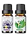 Homasy Essential Oils, Lavender + Peppermint, 100% Pure & Natural Aromatherapy Oil, Therapeutic-Grade Upgraded Aroma Starter Gift Set for Baby Women Spa Relax (2 x 10ml/Bottle)