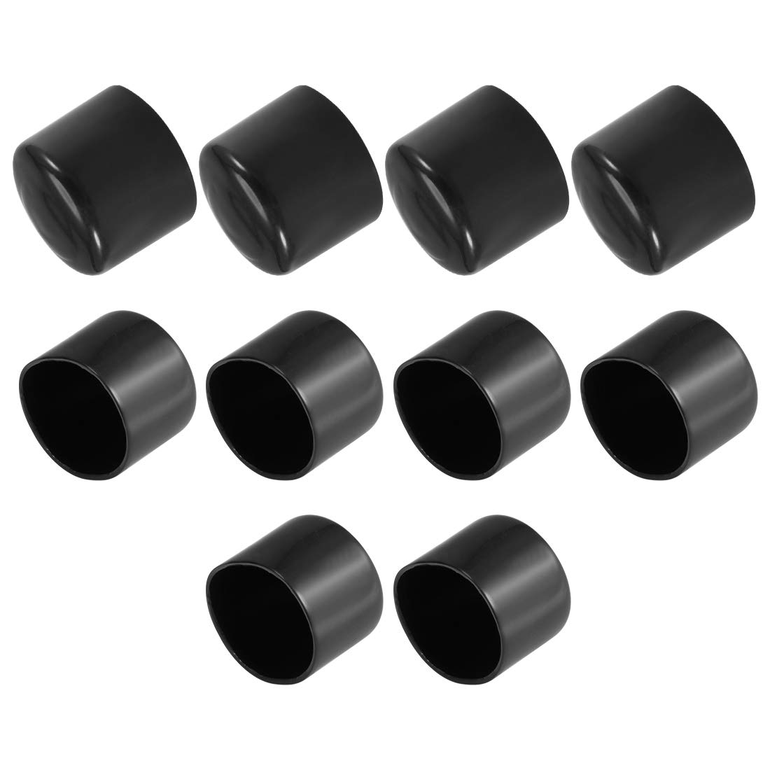 sourcing map 10pcs Rubber End Caps 60mm ID Vinyl Vinyl Round End Cap Cover Screw Thread Protectors Black