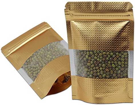 Resealable Stand Up Color Mylar Bags with Clear Frosted Window Heat Seal Ziplock Coffee Bulk Food Storage Packaging Bag Matte Aluminum Foil Pouches for Bath Salt (500, 18x26cm (7.1x10.2 inch))