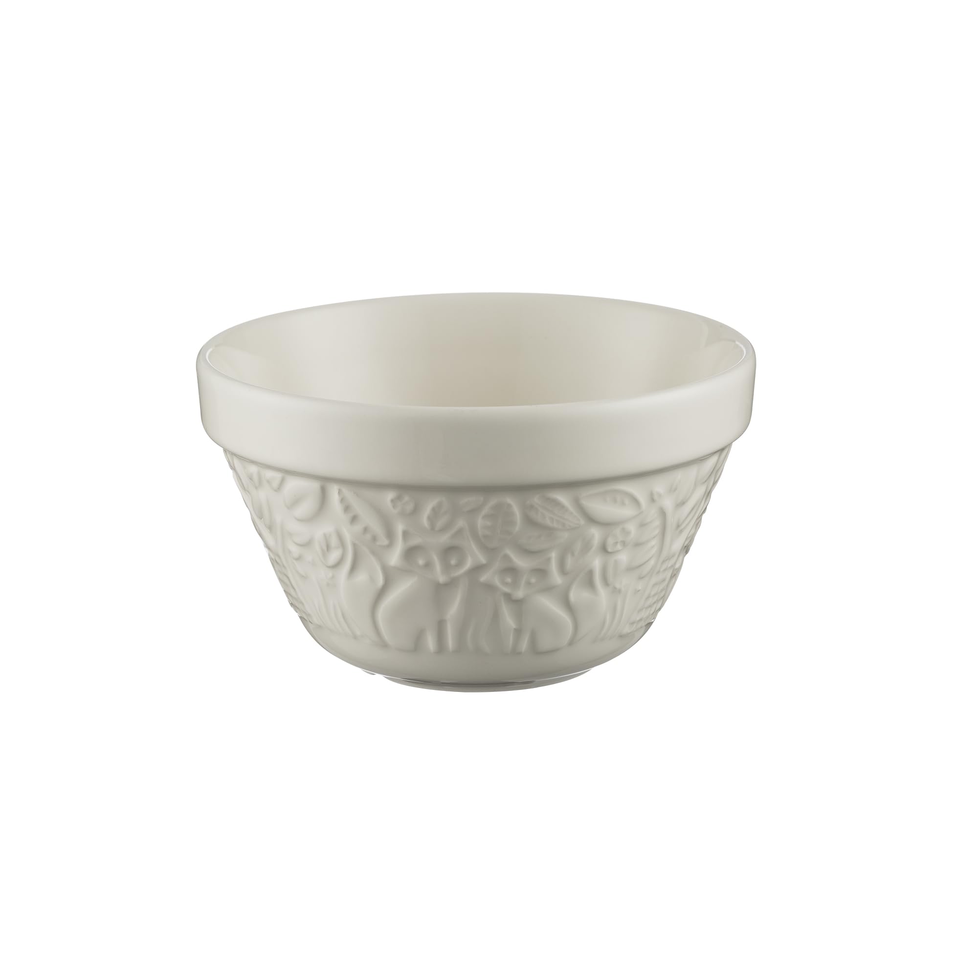 Mason Cash in The Forest Fox Pudding Basin 16cm S36 | Cream Stoneware Steaming Bowl with Protruding Rim & Embossed Woodland Design