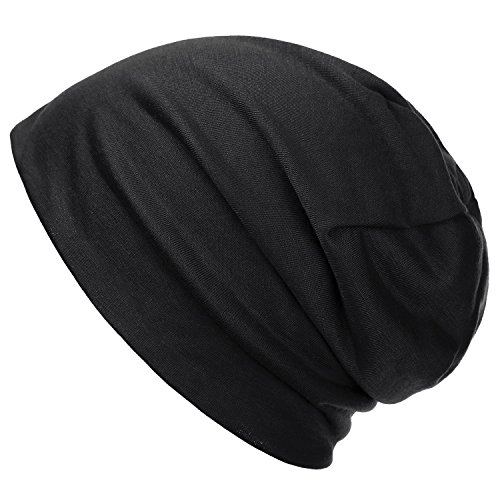 DJT Men' s Slouch Beanie Slouchy Hat Ski Hat Snowboard Hat Ribbed Beanie Black