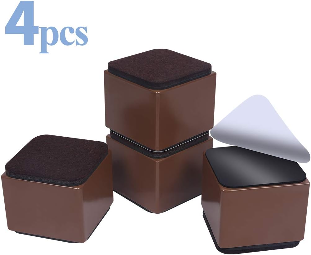 Ezprotekt 2" Lift Furniture Risers Carbon Steel Bed Risers,2.4" Self-Adhesive Heavy Duty Furniture Raisers Adds 2" Height to Beds Sofas Cabinets Supports 20,000 lbs