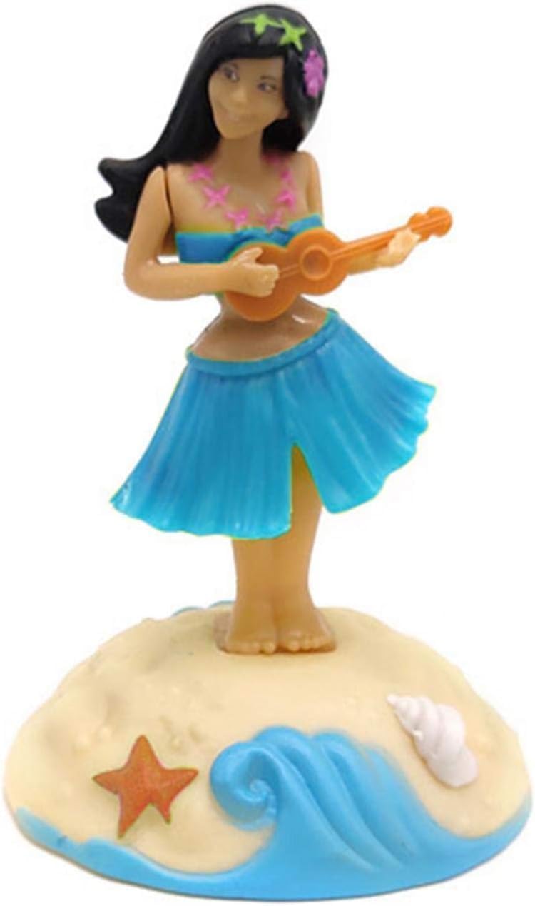 Photo 1 of 1pc Blue Solar Powered Dancing Hula Girl Decoration-Shaking Head Ornaments Car Dashboard Interior Decoration Desktop Ornaments Dancing Toy Shaking Head Figure Toy Car Interior,Action and Figures