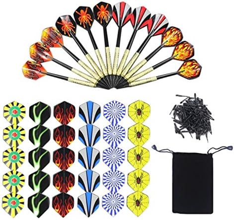 Gosear Darts, Darts Set, Darts Soft Tip 12Pcs Darts + 30Pcs Flights + 100Pcs Tips 14G Professional 14G Electronic Soft-Tip Dart Set For Kids Adult Home Pub Bar