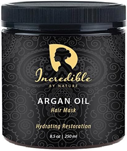 Incredible By Nature Hydrating Restoration Argan Oil Hair Mask (8.5 oz) - Best Deeply Moisturizing Conditioner to Repair Dry, Damaged, or Color Treated Hair For a Shinier, Lustrous Look & Silky Feel