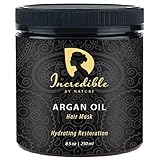 Incredible By Nature Hydrating Restoration Argan Oil Hair Mask (8.5 oz) - Best Deeply Moisturizing Conditioner to Repair Dry, Damaged, or Color Treated Hair For a Shinier, Lustrous Look & Silky Feel