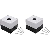Shopcorp 22mm Push Button Control Station Box, Single Hole Enclosure 2 Pack | Dustproof and Waterproof, 1NO or 1NC, ABS Material, JL-BX1 Model (Black and White)