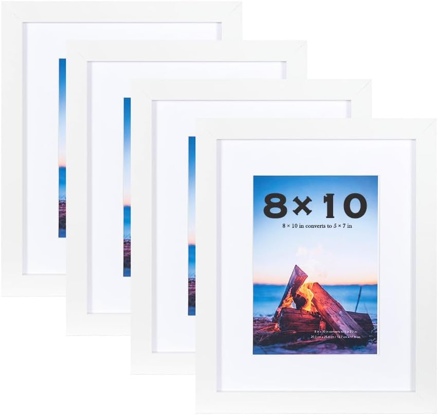 Scholar Tree White 10x8 Photo Frames Set of 4 Wooden MDF Frames