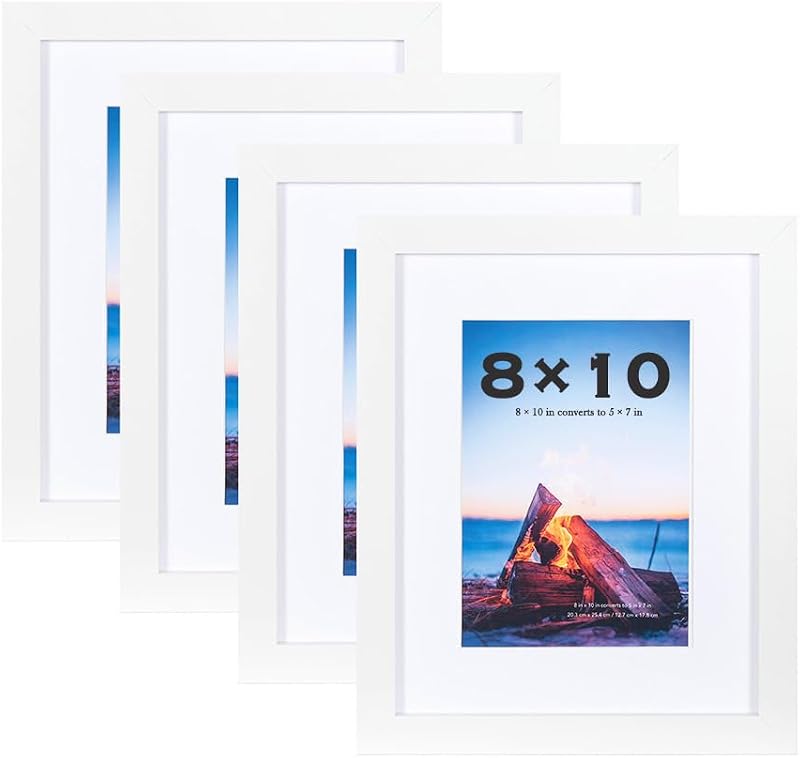 Scholar Tree White 10x8 Photo Frames Set of 4 Wooden MDF Frames