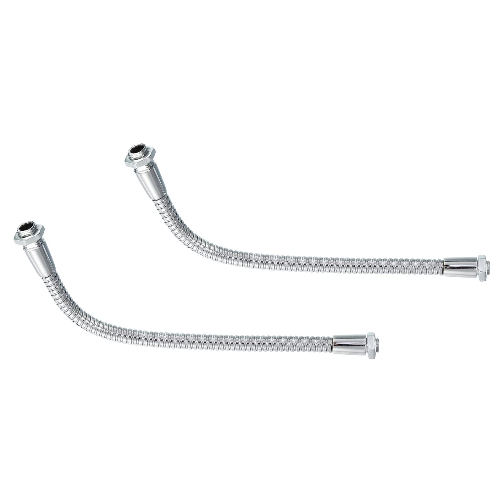PATIKIL 7.9" Universal Gooseneck Hose, 2Pcs M10/M8 Fine Thread 8mm Metal Bendable Flexible Arm Gooseneck Tube Extension for Multifunction DIY, Silver Tone