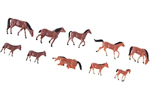 10pcs 1/87 Scale Animal Figures Painted Horse Miniatures HO Gauge Architecture Diorama for DIY Crafts or Building Model Dexte