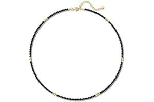 Aleasha Gemstone Beaded Choker Spinel Lapis Lazuli Amethyst Turquoise 14" Necklace for Women Gold Stainless Steel Handmade Strand Boho Jewelry