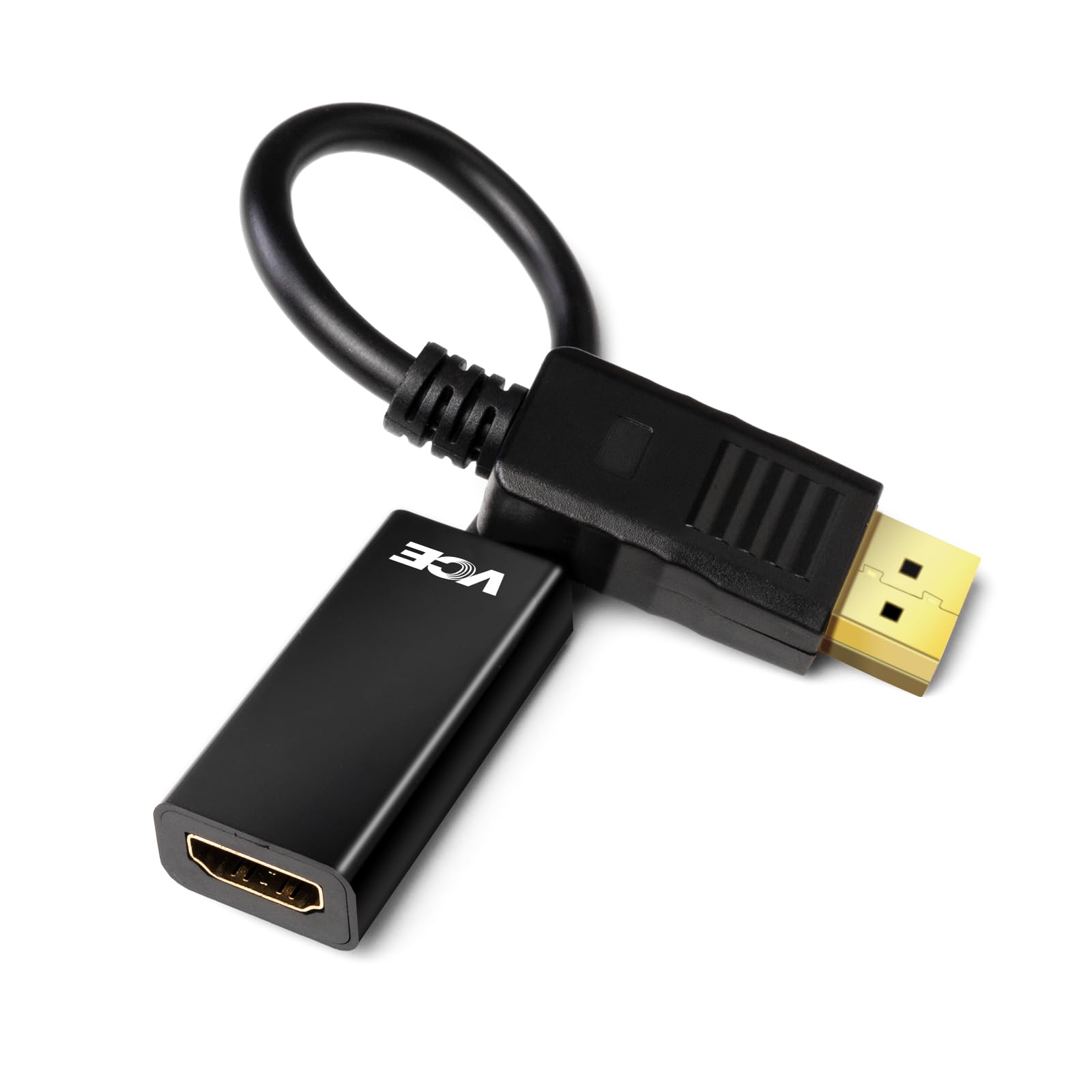 VCE Displayport to HDMI Adapter, Gold Plated DP(Display Port) 1.4 to HDMI Adapter Male to Female, 1080P HDMI 2.0 Converter with Audio, Black