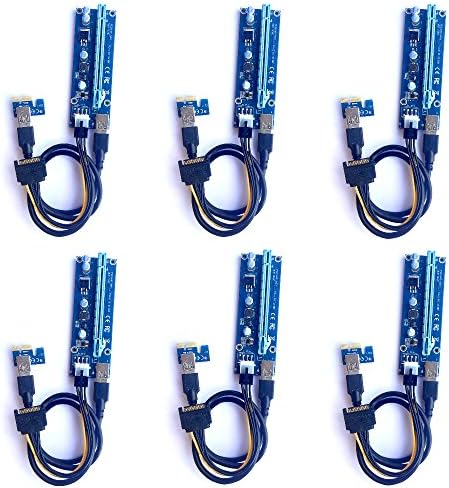 6-Pack PCI-E 1x to 16x Powered Riser Adapter Card USB 3.0 Extension Cable 60cm 6-Pin PCI-E to SATA Power Cable-GPU Riser Extender Cable