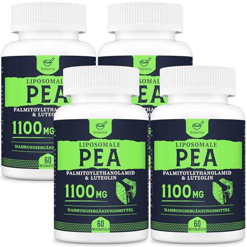Liposomales PEA 1100mg – Mikronisiertes Palmitoylethanolamid mit Luteolin – 60 Softgel-Kapseln – Hochdosiert & Modern Formuliert (4er Pack)