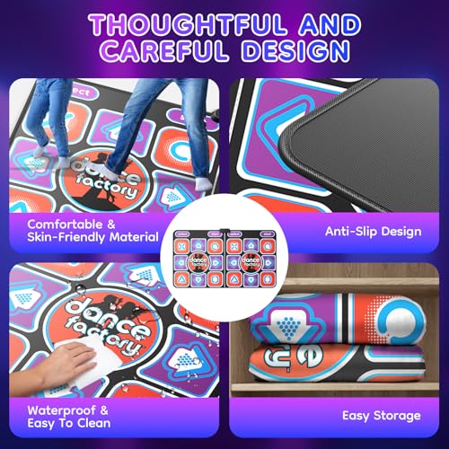 Helangel Dance Mat for Kids and Adults, Interactive Dance Mat for TV with Camera, Upgraded Models, Double Musical Dance Mat Durable and Non-Slip (166 x 93 cm)