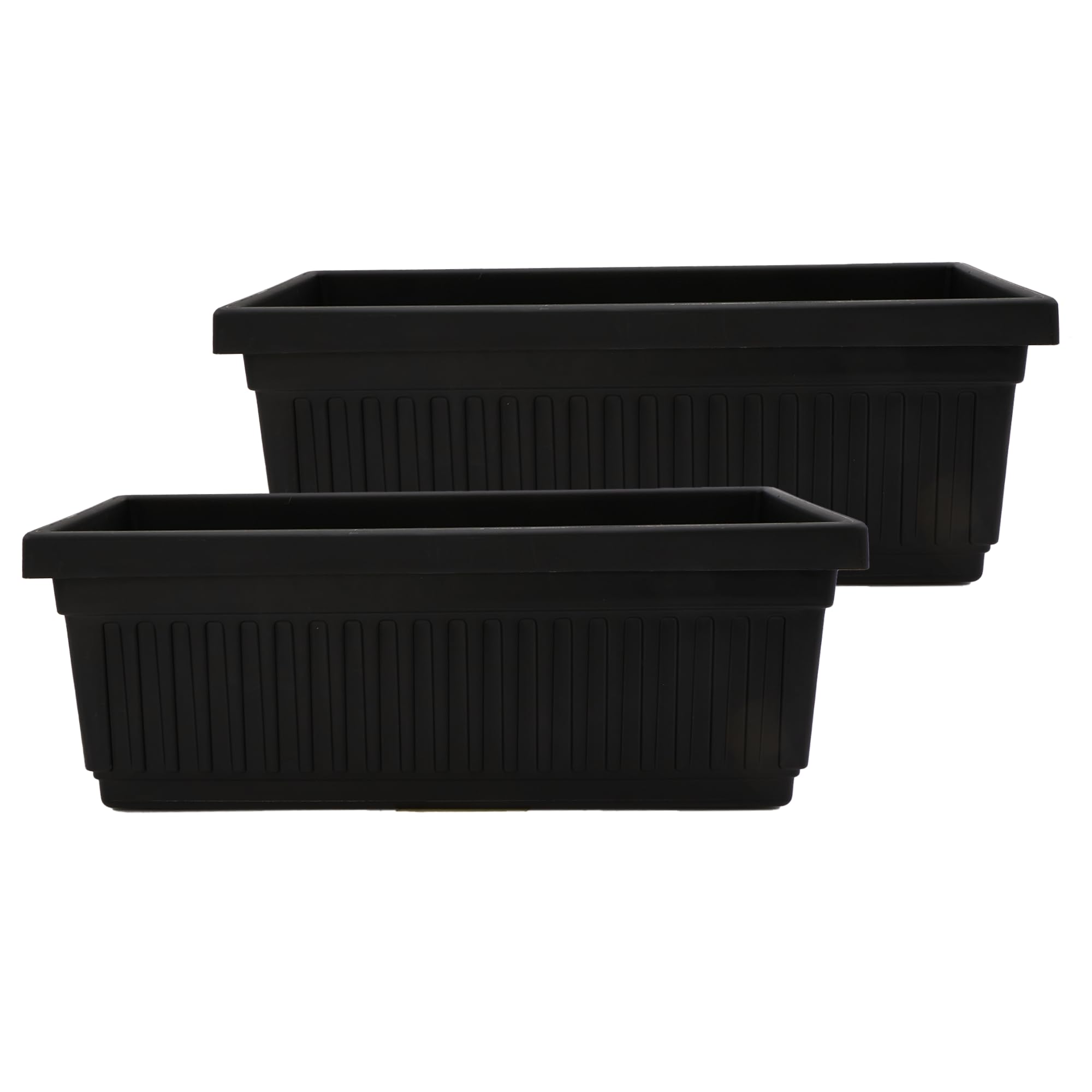 Photo 1 of The HC Companies Venetian Window Planter Box w/Drain Plug - Long Planter Box for Windowsills, Balconies & More - Plastic Rectangular Outdoor Planters for Herbs & Flowers (18" Black, Pack of 2)