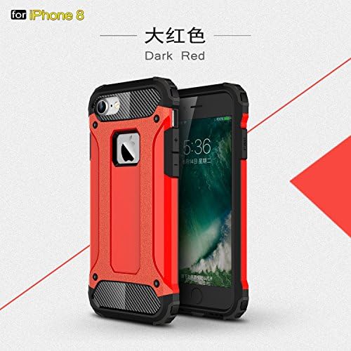 Taktik Dual Layer Heavy Duty Hybrid Armour Tough Style Shockproof PC+TPU Protective Hard Case for iPhone 8 (Color : Red)