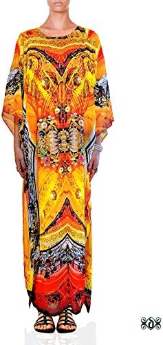 Devarshy Stylish Yellow Victorian Design Long Embellished Designer Kaftan