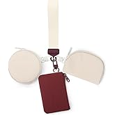 QEWORANE Wristlet Wallets for Women Dual Detachable Keychain Wristlet Wallet Water-Resistant Nylon pouch Small Cute coin purse Zippe Compact Card Holder for Handbags (brown 3)