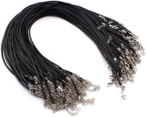 CleverDelights 17" Black Imitation Leather Necklaces - 100 Pack