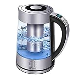 Soing Electric Kettle Pro,1.8L Glass Water & Tea Cordless Boiler,Variable Temperature Control & 24 Hours Keep-Warm Function,Detachable Tea Filter,Blue LED Indicator Light,Auto Shut-Off & Advanced Boil-Dry Protection,100% Food-Grade Stainless Steel,1500W Fast Heating,2 Year Warranty