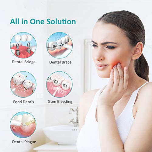 [2019] Water Pick Teeth Cleaner, ELLESYE 300ML Water Flossers for Teeth, 3 Modes IPX7 Waterproof USB Cordless Rechargable Oral Irrigator with 4 Jet Tips for Travel, Home & Shower