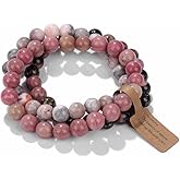 CHELYQST 3 PCS Healing Crystal Beaded Bracelets for Women,Natural Stone Beads Stretch Bracelet Jewelry Gifts