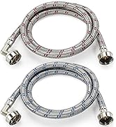 Cenipar Washing Machine Hoses 4feet with 90 Degree Elbow Premium Stainless Steel Burst Proof (cos...