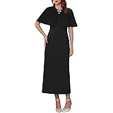 WOMLAYOUT Women's 2 Piece Formal Suit Sets 2025 Elegant Cocktail Wedding Guest Sheath Dress with Cape