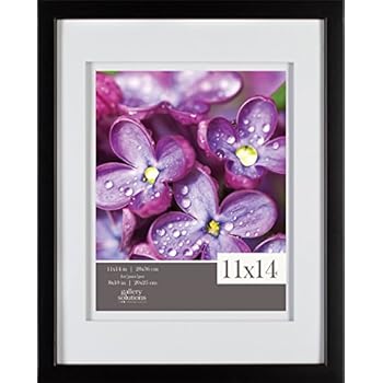 Gallery Solutions 11x14 Black Wood Wall Frame with Double White Mat for 8x10 Image