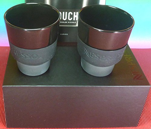 Nespresso 2 Touch Espresso Cups In Black Porcelain & Soft-Touch Silicone , In Brand Box , By Berlin Design studio Geckeler Michels,New