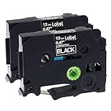 Label KINGDOM 2 Pack Compatible Brother P-touch TZe335 TZ335 Label Tape for PT-D210 PT-H500LI PT2730 PT-1890w PT-2430PC PT9700PC PT-2300 Label Maker, White on Black, 1/2