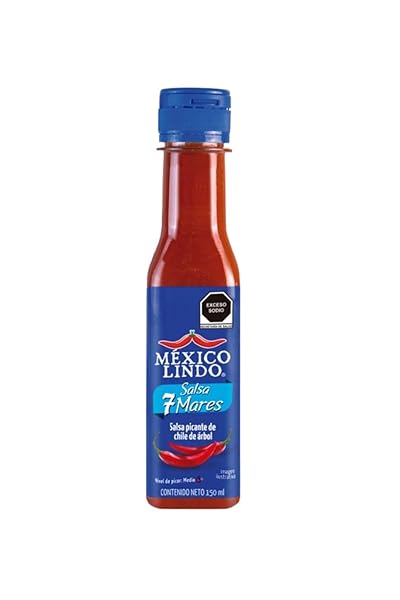 MEXICO LINDO 7 MARES HOT SAUCE | PERFECT FOR FISH & SEAFOOD | 10,800 SCOVILLE LEVEL | SPICY FLAVOR | 5 FL OZ BOTTLE (PACK OF 1)