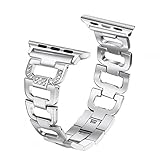 Secbolt Bling Bands for Apple Watch Band 38mm 42mm Stainless Steel Metal Replacement Wristband Sport Strap for Apple Watch Nike+, Series 3, Series 2, Series 1, Sport, Edition, 4 Colors Available
