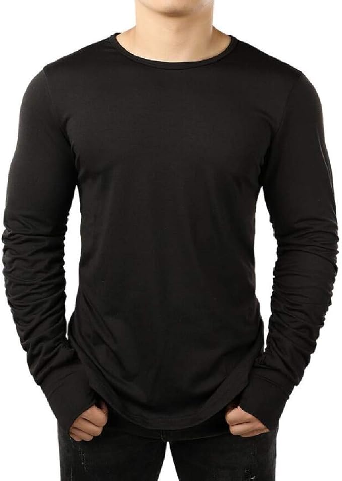 BLTR Men Solid Color Tops Blouse Long Sleeve Ruched Thumb Hole T-Shirt Tee: Amazon.ca: Clothing 