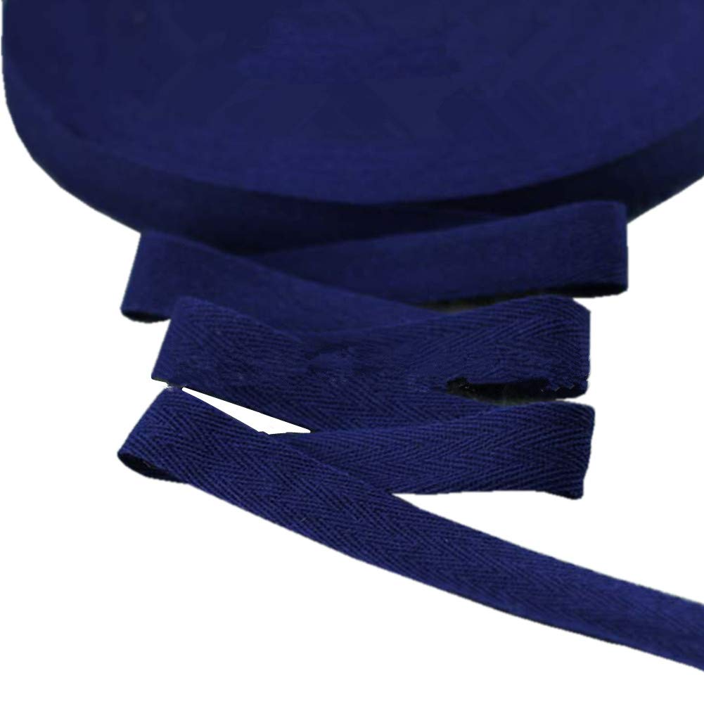 45meters Cotton Ribbon Herringbone Webbing Trim Fabric Tape Tapestry for Bias Binding Gift Wrapping Embellishment Craft Width 20mm (Navy Blue)