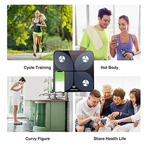 Body Weight Scale, Bluetooth Digital BMI Bathroom Scale Smart Wireless Fat Weighing Scale Body Composition Analyzer 396 lbs Black by Healthkeep