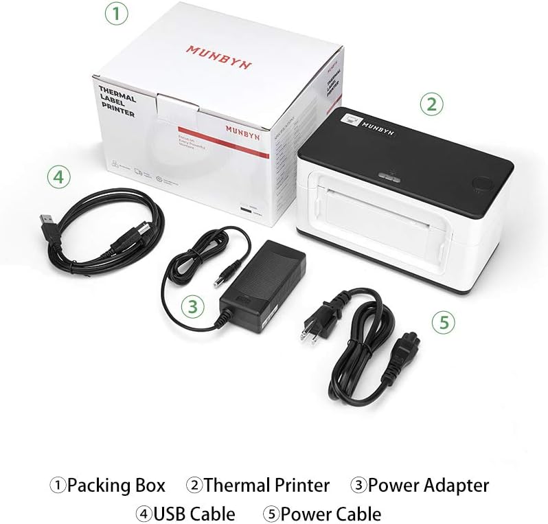 MUNBYN Thermal Label Printer 4x6, High Speed Direct USB Thermal Barcode 4×6 Shipping Label Printer Marker Writer Machine, One Click Set up,Compatible with Ebay, , FedEx,UPS,Shopify,Etsy: Electronics