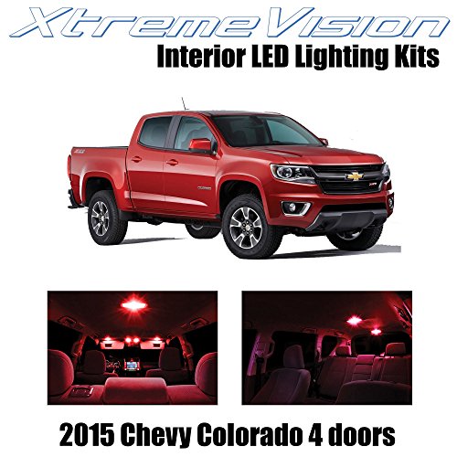 XtremeVision Chevy Colorado 4DR 2015 (13 Pieces) Red Premium Interior LED Kit Package + Installation Tool