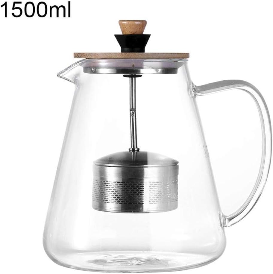 Glass Teapot Kettle Glass Teapot Tea Pots 950/1500 Ml Heat Resistant Glass Teapots with Stainless Steel Filter Kettle High Capacity Transparent Flower Tea Pots Coffee Pot-1500ml