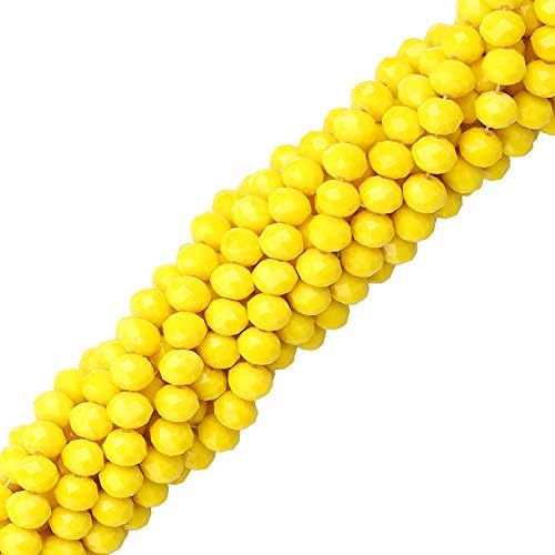 8mm Assorted Crystal Beads Faced Glass Beads Crystal Rondelle Bead,70pcs (Yellow)