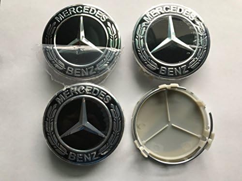 4 Mercedes Black Wreath Wheel Center Rim Hub Caps Black 75mm Fit For MERCEDES BENZ C ML CLS S GL SL E CLK CL GL