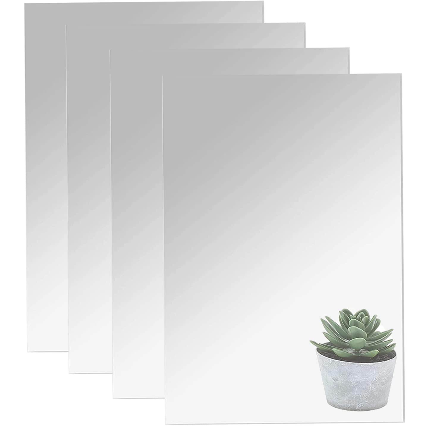 Photo 1 of DARENYI 16"x 12"x 4Pcs Acrylic Mirror Sheet, Flexible Non Glass Full Length Full Body Mirror Tiles with Adhesive Tapes for Wall Bathroom Bedroom Door Home Decor