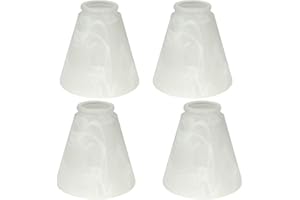 Set of 4 Premium Ceiling Fan Light Covers, Transitional Style Milky Glass Alabaster Shade, YELOKIE Perfect Ceiling Fan Replac