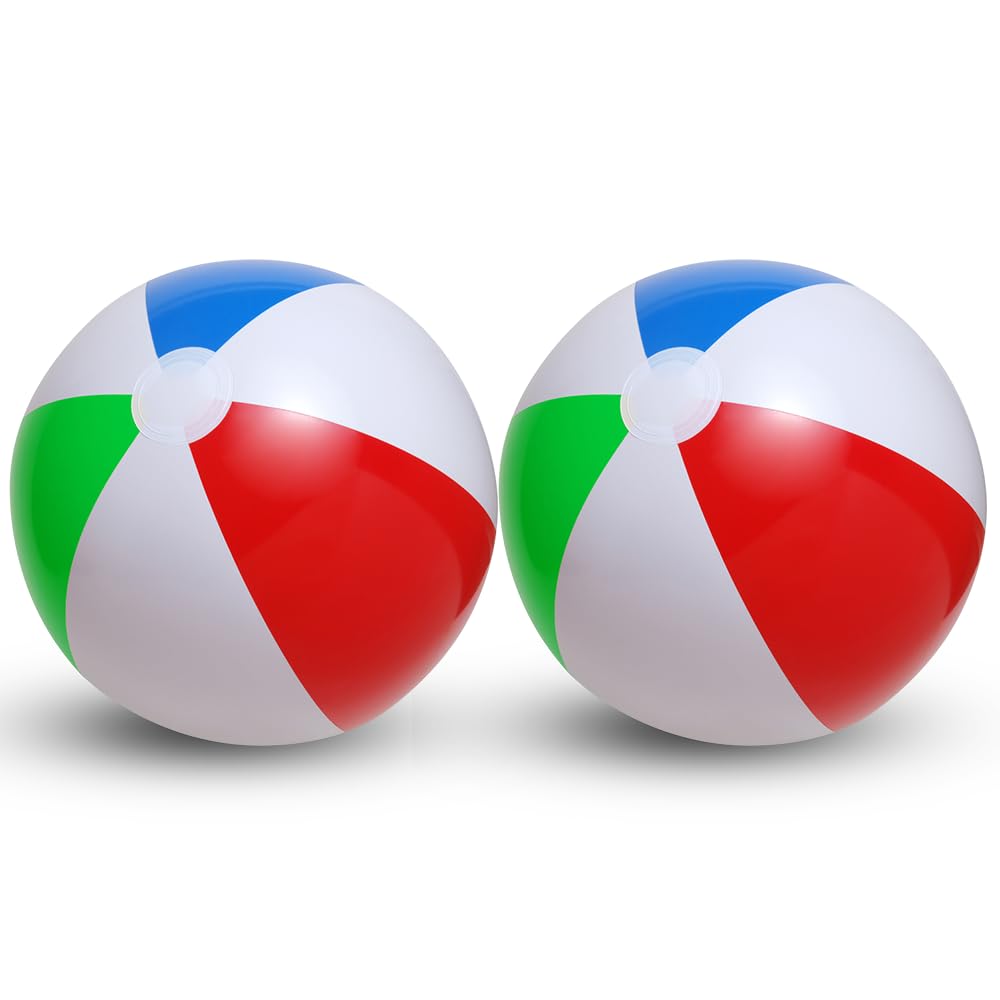 Inflatable Beach Balls 2 Pack – Holiday Beach & Pool Toys, Summer Water Games for Kids & Adults, Pool Party Outdoor Fun, Birthday Party Supplies – Classic Panel Design (50cm -2pk)