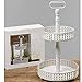 WHW Whole House Worlds Emilia Double Tiered Etagere Server Stand, Rustic White, Circular Cake Display, Distressed Finish, Vintage Style, 19 Inches Tall, Wood and Metal